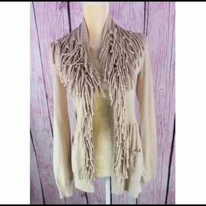 Rebecca Taylor Beige Tassel Cardigan
